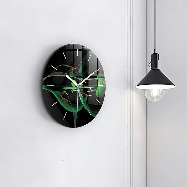 Horloge ronde Abstraction verte