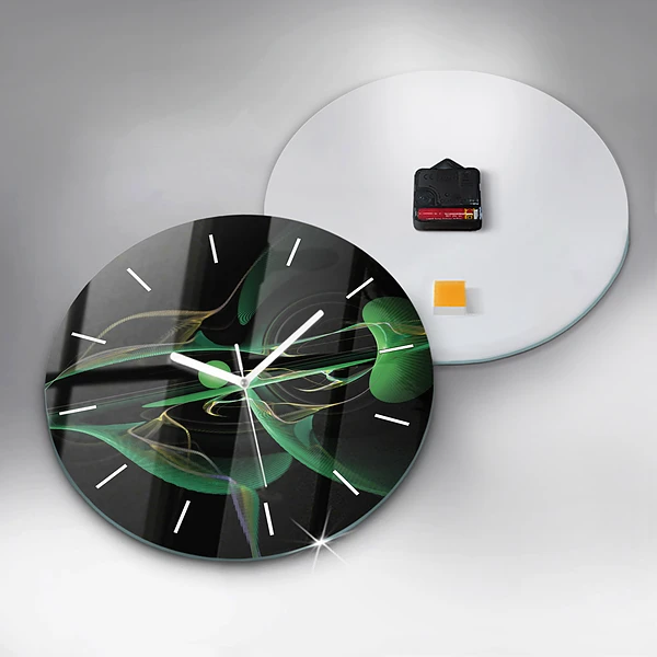 Horloge ronde Abstraction verte