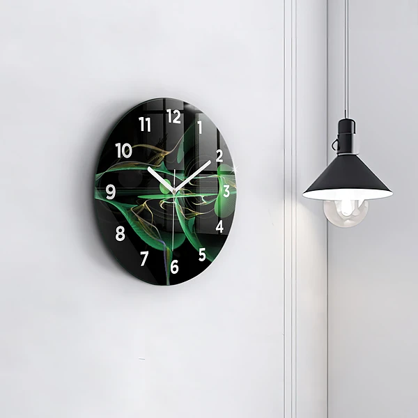 Horloge ronde Abstraction verte