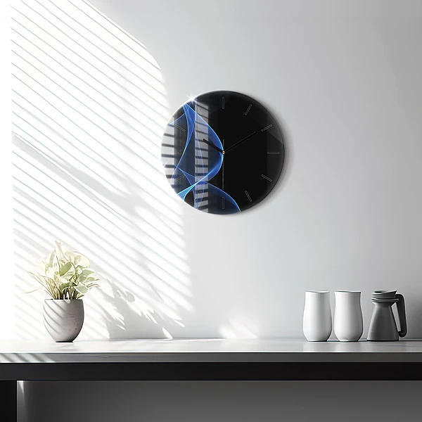 Horloge ronde Lignes bleues