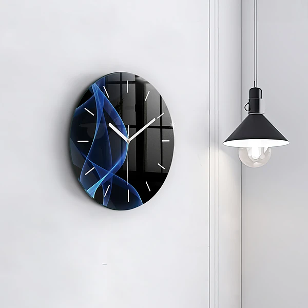 Horloge ronde Lignes bleues