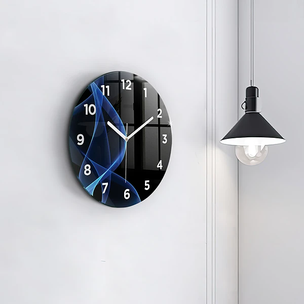 Horloge ronde Lignes bleues