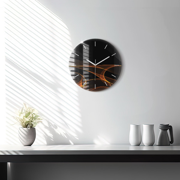 Horloge ronde Lignes orange