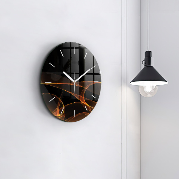 Horloge ronde Lignes orange