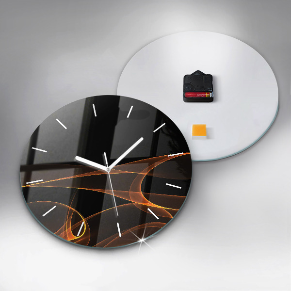 Horloge ronde Lignes orange
