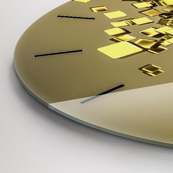 Horloge ronde Carrés dorés