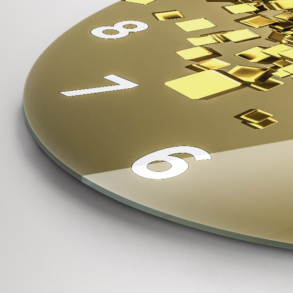 Horloge ronde Carrés dorés