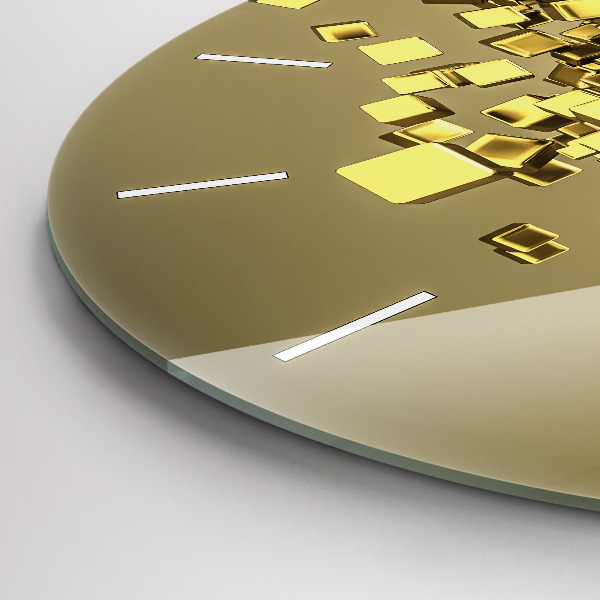 Horloge ronde Carrés dorés