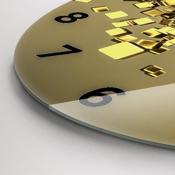 Horloge ronde Carrés dorés