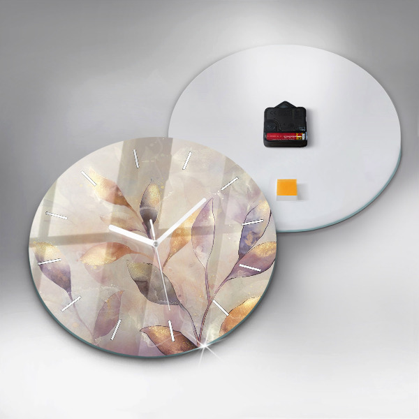 Horloge ronde Feuilles bohèmes abstraites