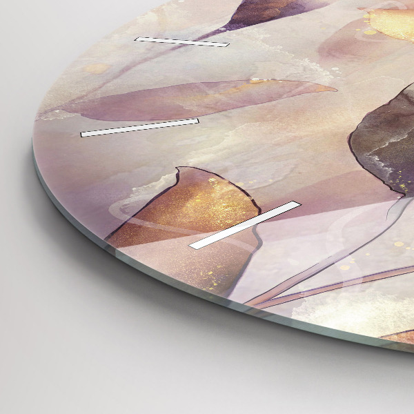 Horloge ronde Feuilles bohèmes abstraites