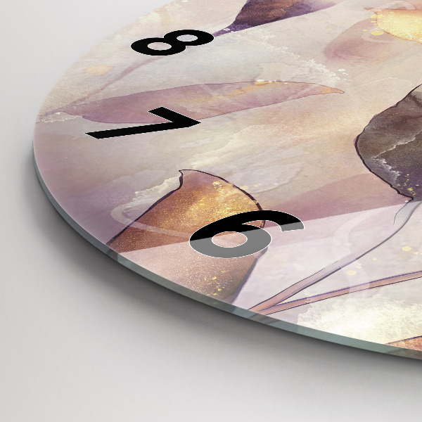 Horloge ronde Feuilles bohèmes abstraites