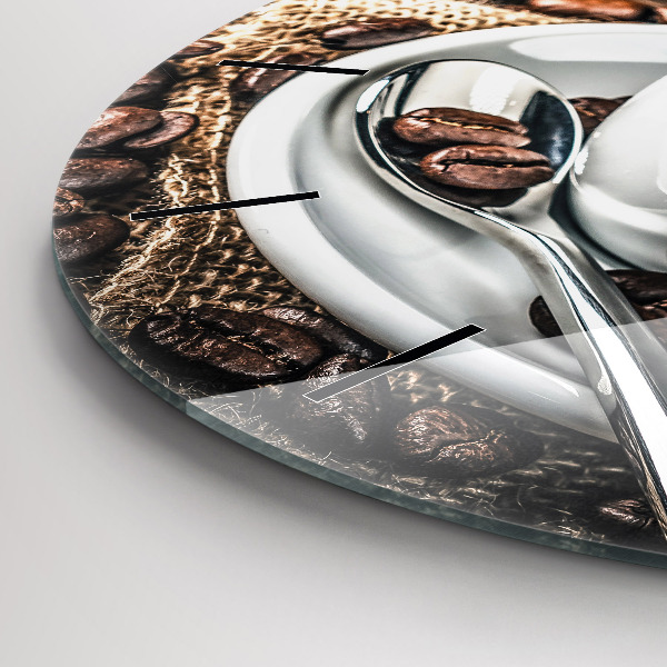 Horloge ronde Tasse et grains de café