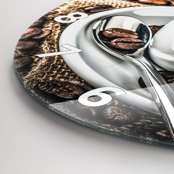 Horloge ronde Tasse et grains de café