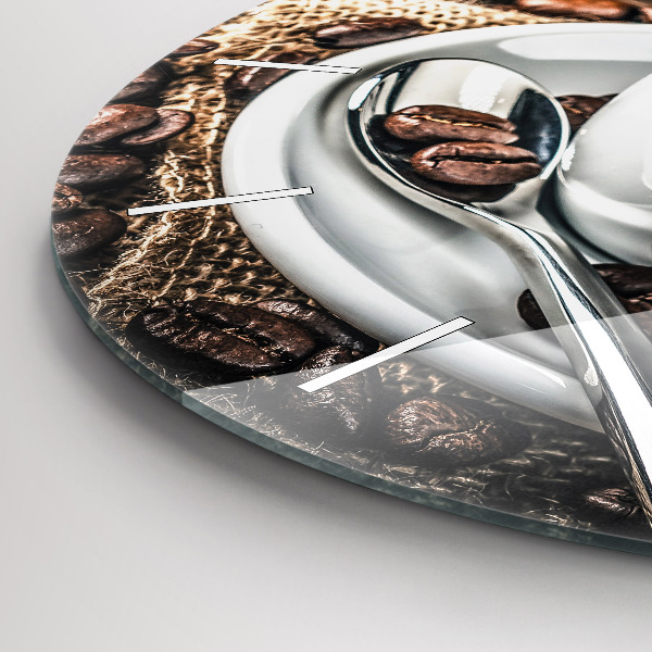 Horloge ronde Tasse et grains de café