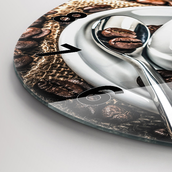 Horloge ronde Tasse et grains de café