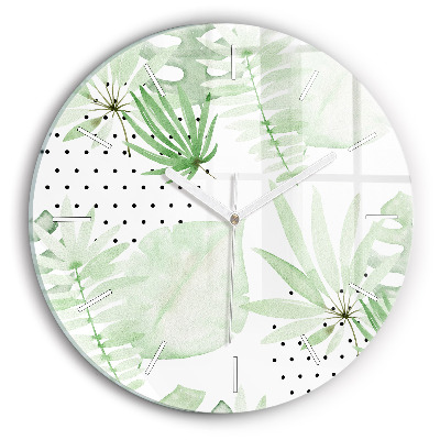 Horloge ronde Feuilles vertes