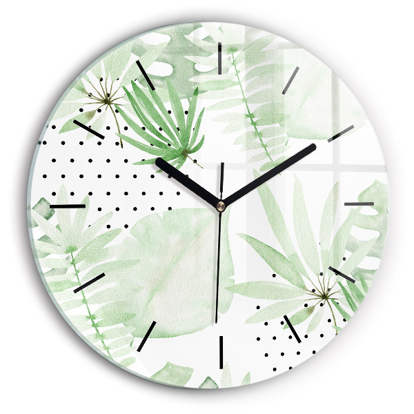 Horloge ronde Feuilles vertes