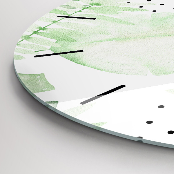 Horloge ronde Feuilles vertes