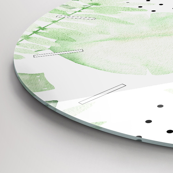 Horloge ronde Feuilles vertes