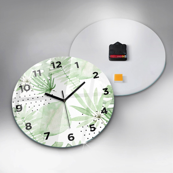Horloge ronde Feuilles vertes