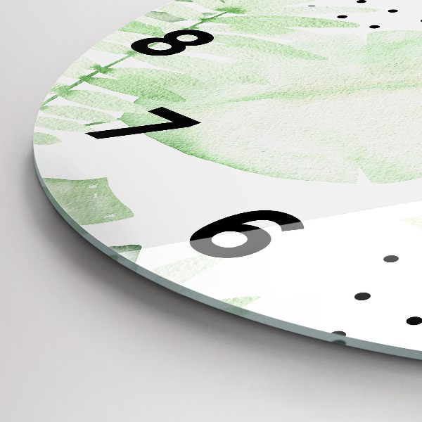 Horloge ronde Feuilles vertes