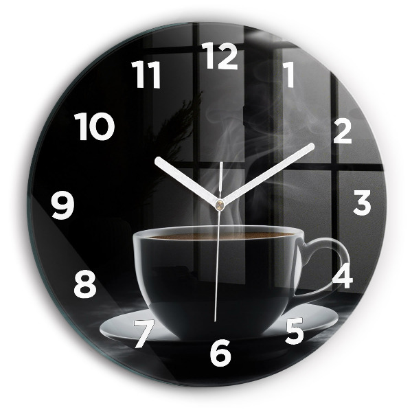 Horloge ronde Une tasse de café noir