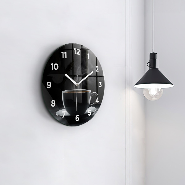 Horloge ronde Une tasse de café noir