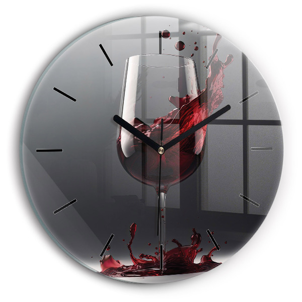 Horloge ronde Un verre de vin rouge