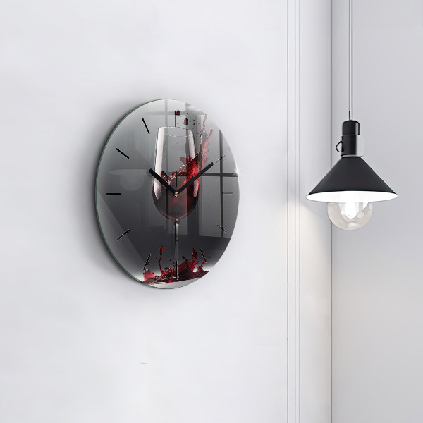 Horloge ronde Un verre de vin rouge