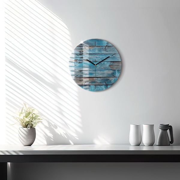 Horloge ronde Tableaux bleus