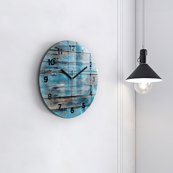 Horloge ronde Tableaux bleus