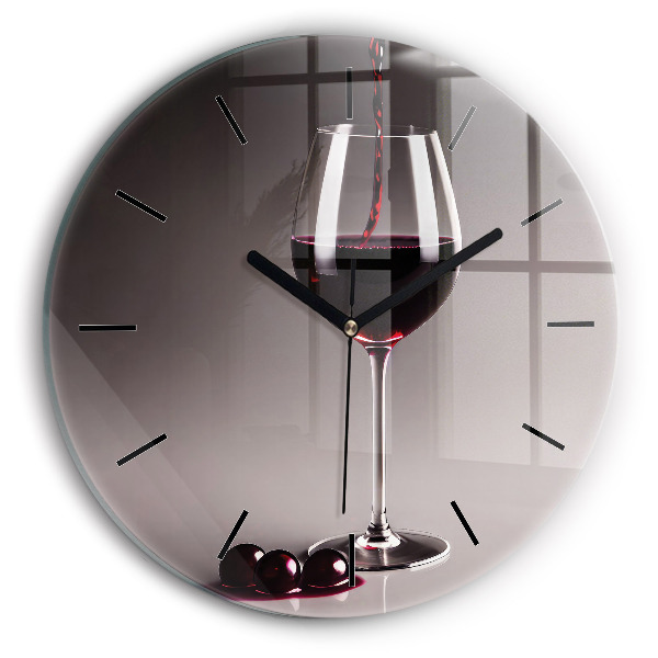Horloge ronde Un verre de vin rouge