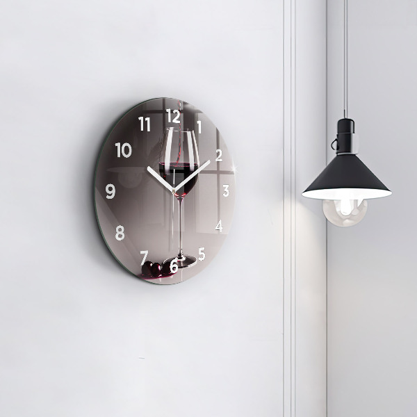 Horloge ronde Un verre de vin rouge