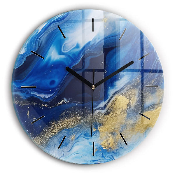 Horloge ronde marbre bleu