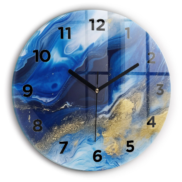 Horloge ronde marbre bleu