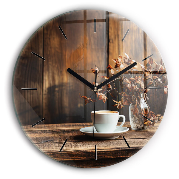 Horloge ronde Une tasse de café