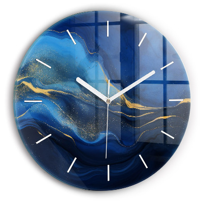 Horloge ronde marbre bleu