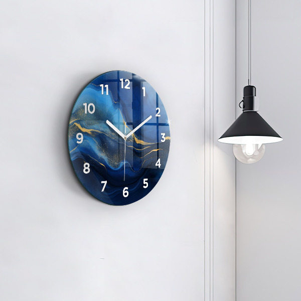 Horloge ronde marbre bleu