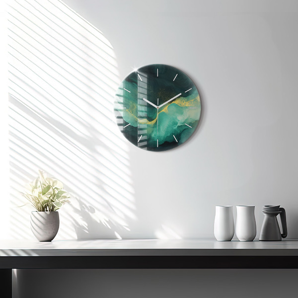 Horloge ronde marbre vert