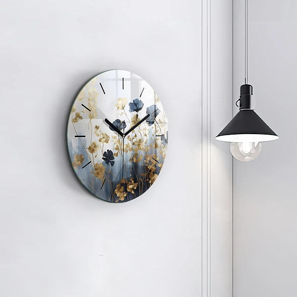 Horloge ronde Fleurs abstraites