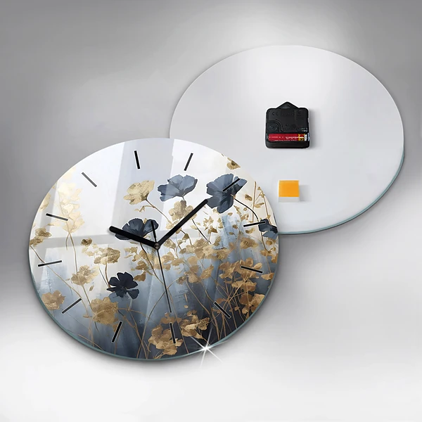 Horloge ronde Fleurs abstraites