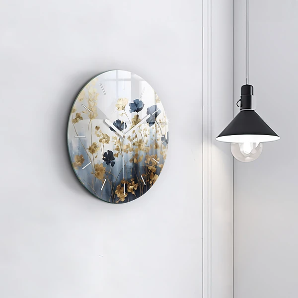 Horloge ronde Fleurs abstraites