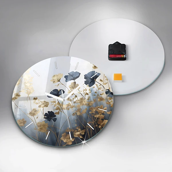 Horloge ronde Fleurs abstraites