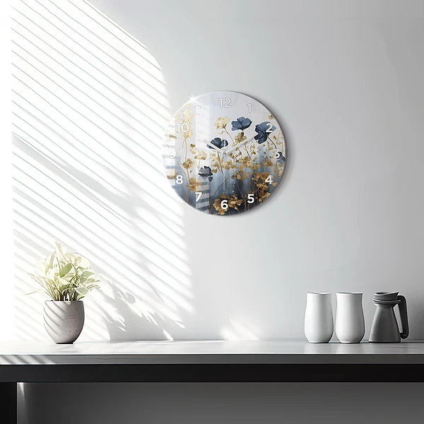 Horloge ronde Fleurs abstraites