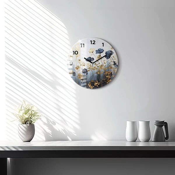 Horloge ronde Fleurs abstraites