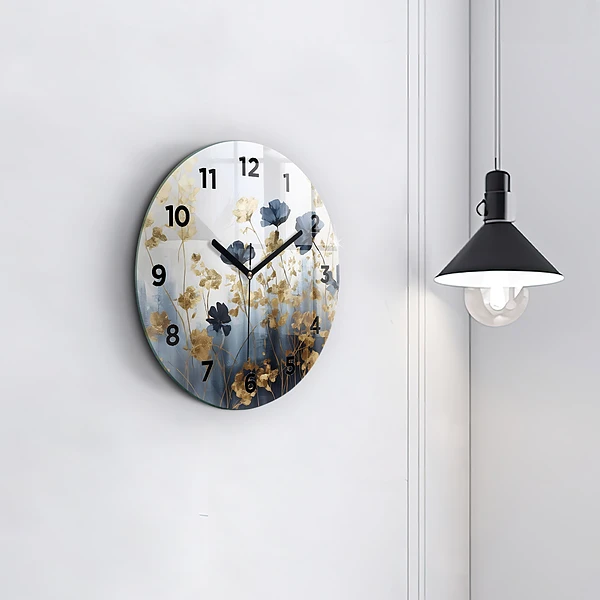 Horloge ronde Fleurs abstraites