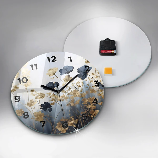 Horloge ronde Fleurs abstraites