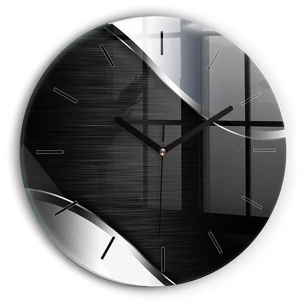 Horloge ronde Lignes noires et argentées