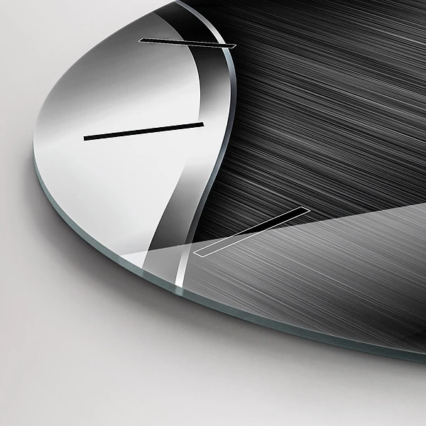 Horloge ronde Lignes noires et argentées